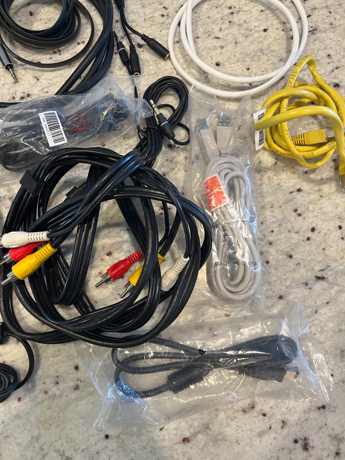 LOT OF MISC ELECTRONICS & CABLES – CHARGERS, ADAPTERS, REMOTES & MORE