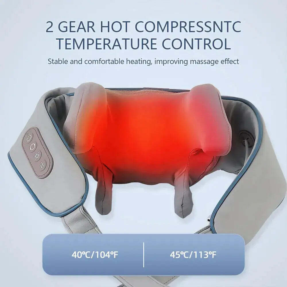 Shiatsu Back Neck and Shoulder Massager with Heat Deep Tissue 3D Kneading Pillow