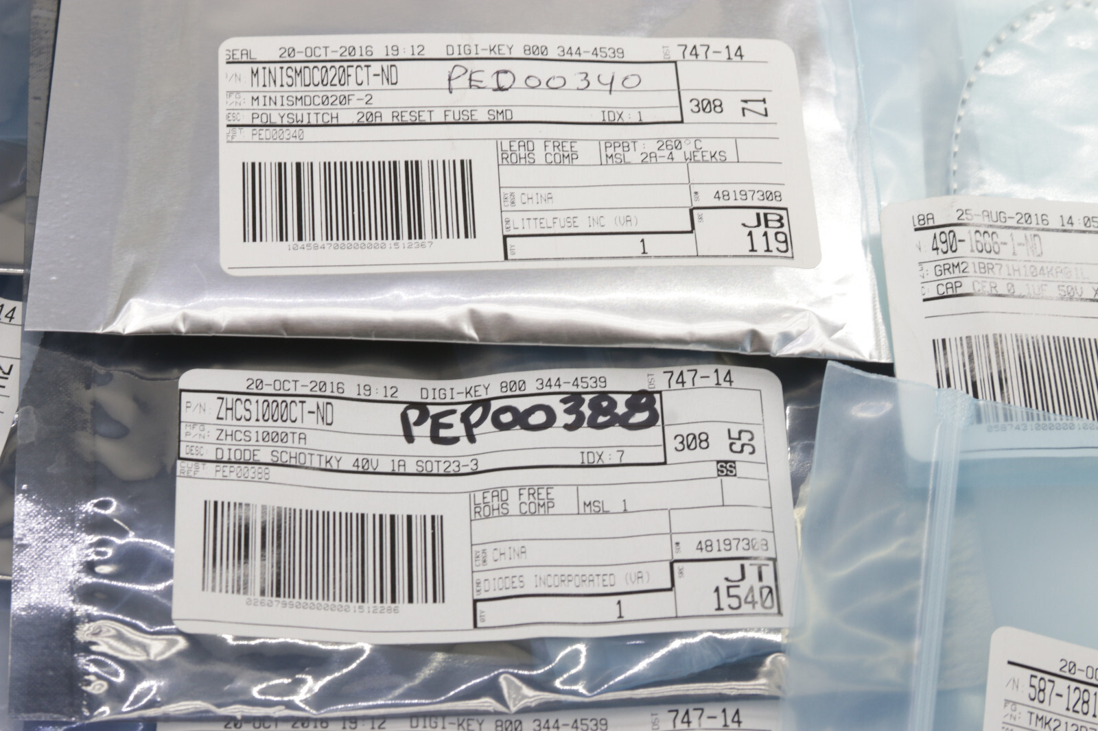 Assorted LOT Microcontroller Capacitor Fuse Jumper – From Digi-Key NEW Old Stock