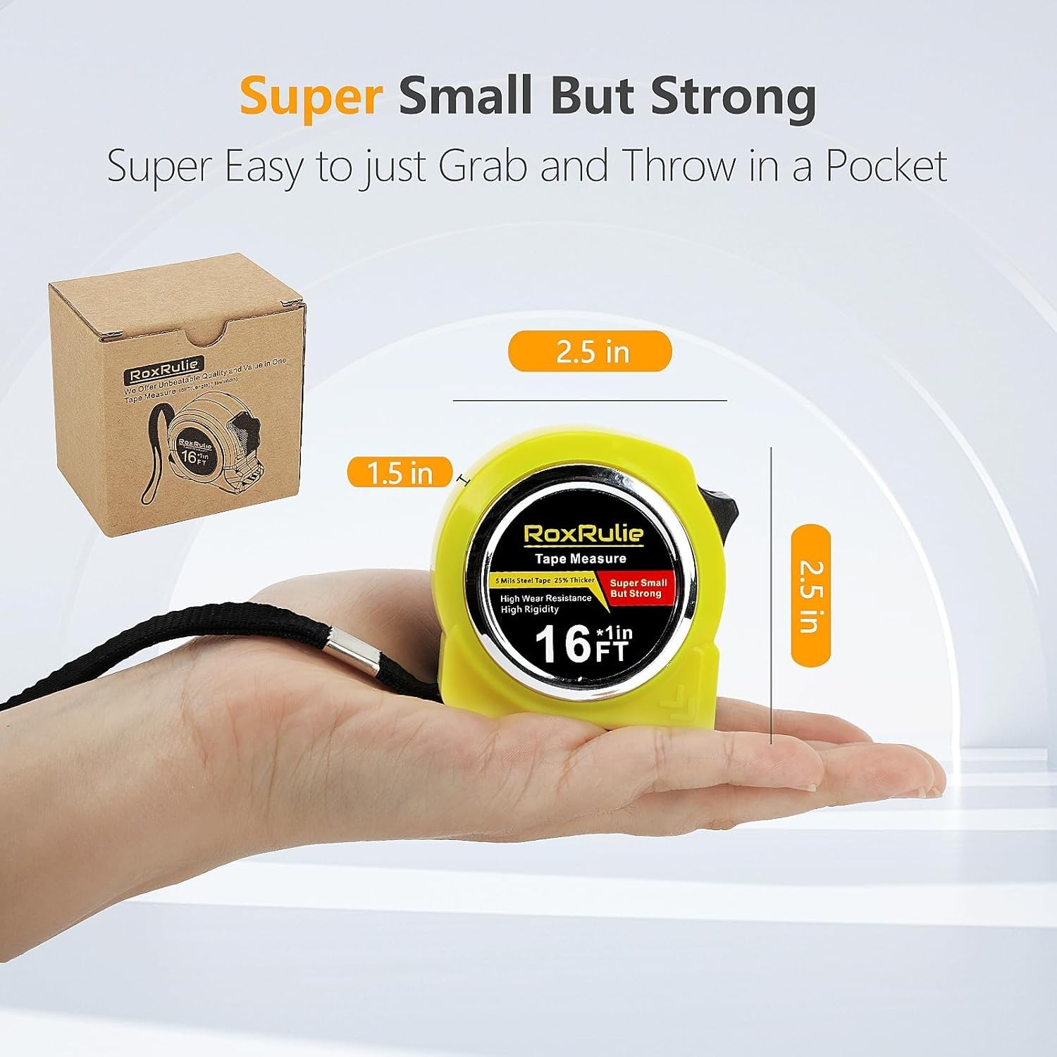 Tape Measure with Fractions 1/8, Measuring Tape Retractable 16 FT, Easy Read …
