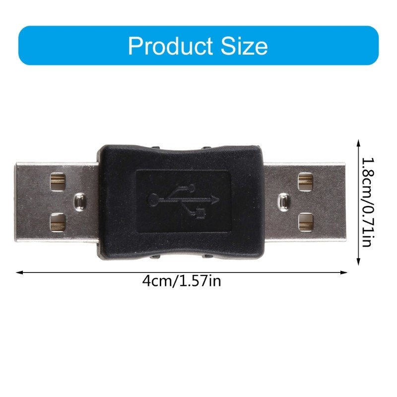 Quick Speed USB 2.0 Male to Male Adapter Fast Charge & Data Transfer Connector