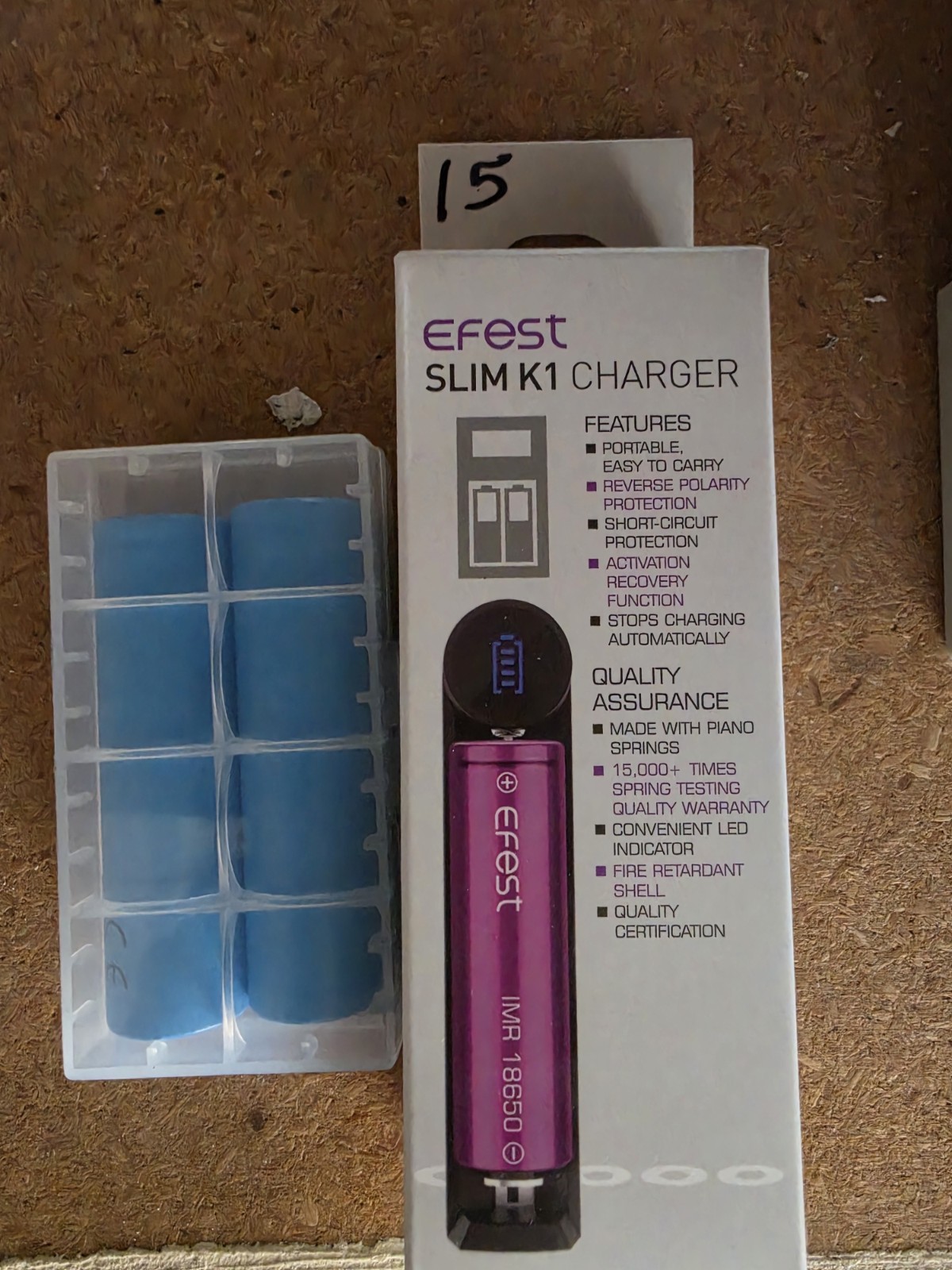 Efest Slim K1 USB Charger w/ 2x 18650 IMR Rechargeable Batteries