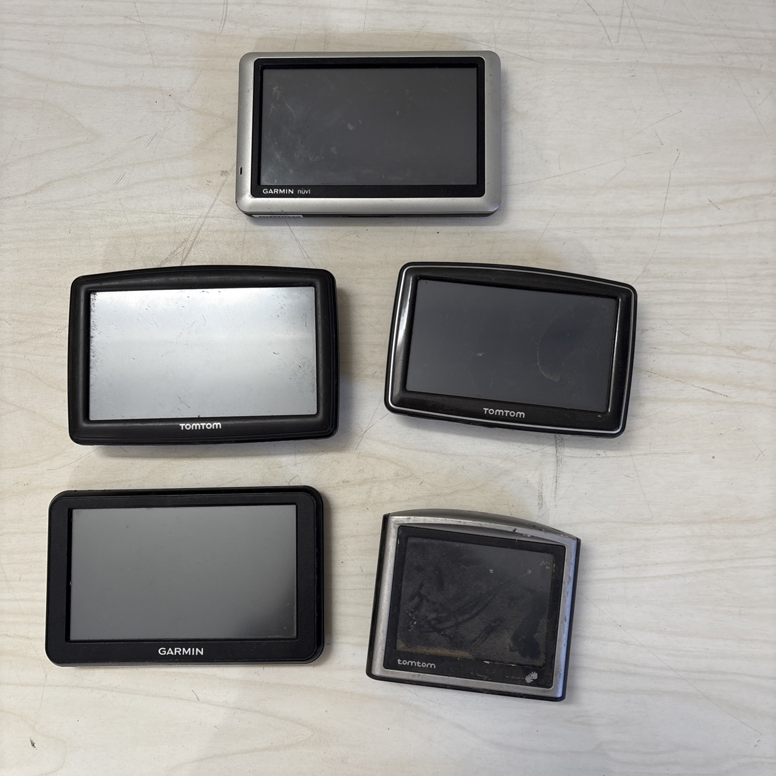 Lot Of 5 GPS Monitors GARMIN UNTESTED FOR PARTS OR REPAIR