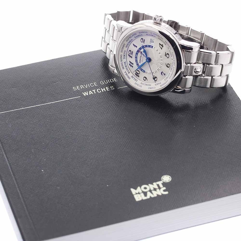 Montblanc 7203 Star World Time Automatic Silver SS Men’s Watch w/Warranty Card