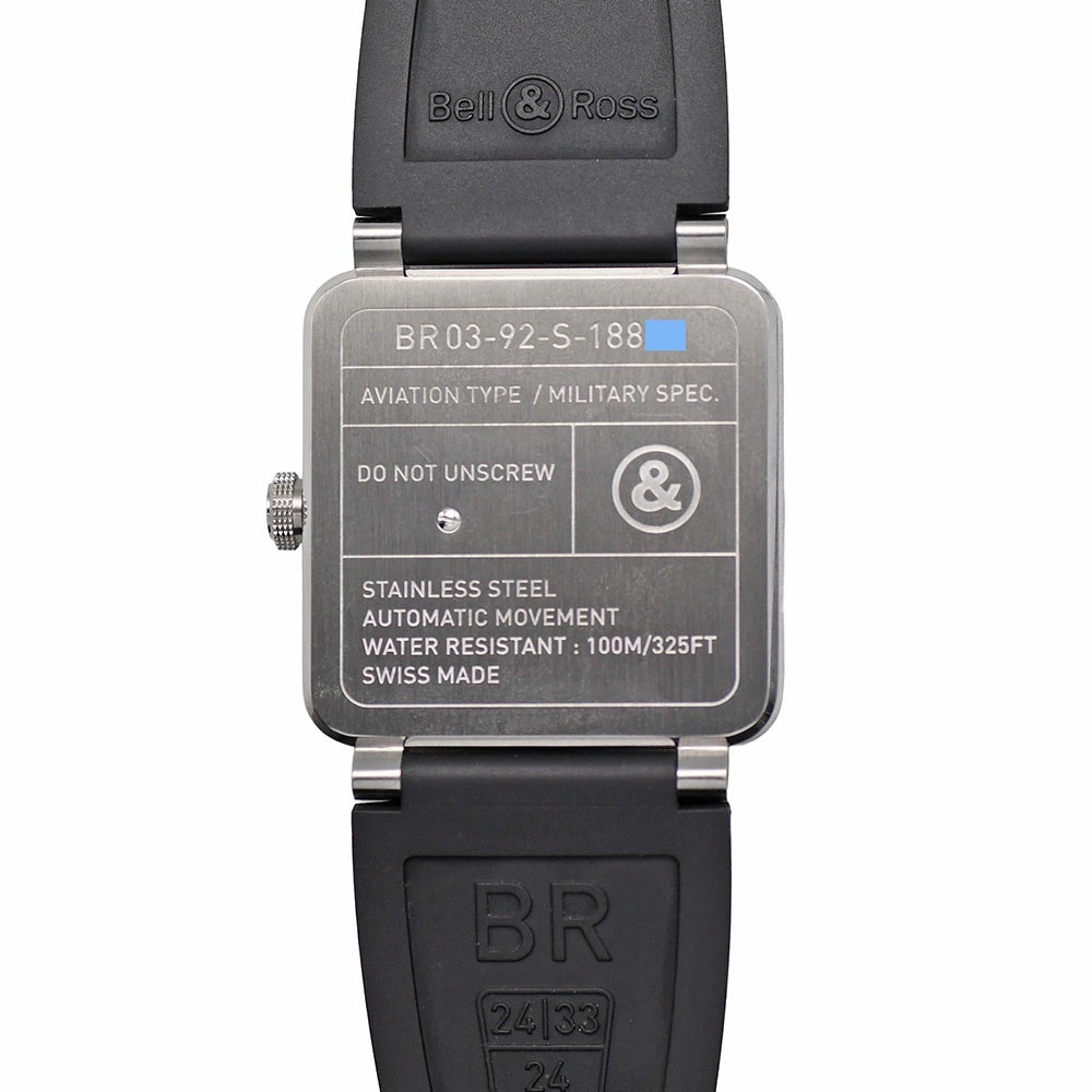 BELL & ROSS Watch BR03-92 Automatic Stainless Steel/Rubber Strap Black Dial Men