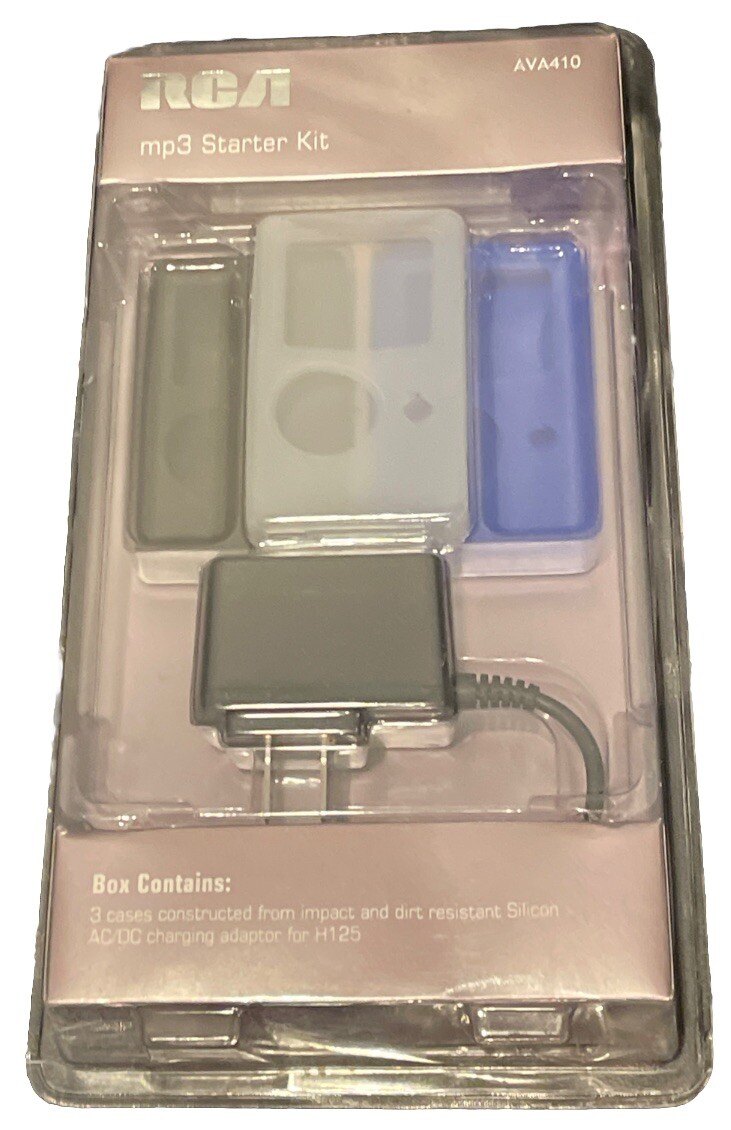 RCA mp3 Starter Kit Set AVA410 3 Silicon Cases Charging Adapter UNOPENED NEW