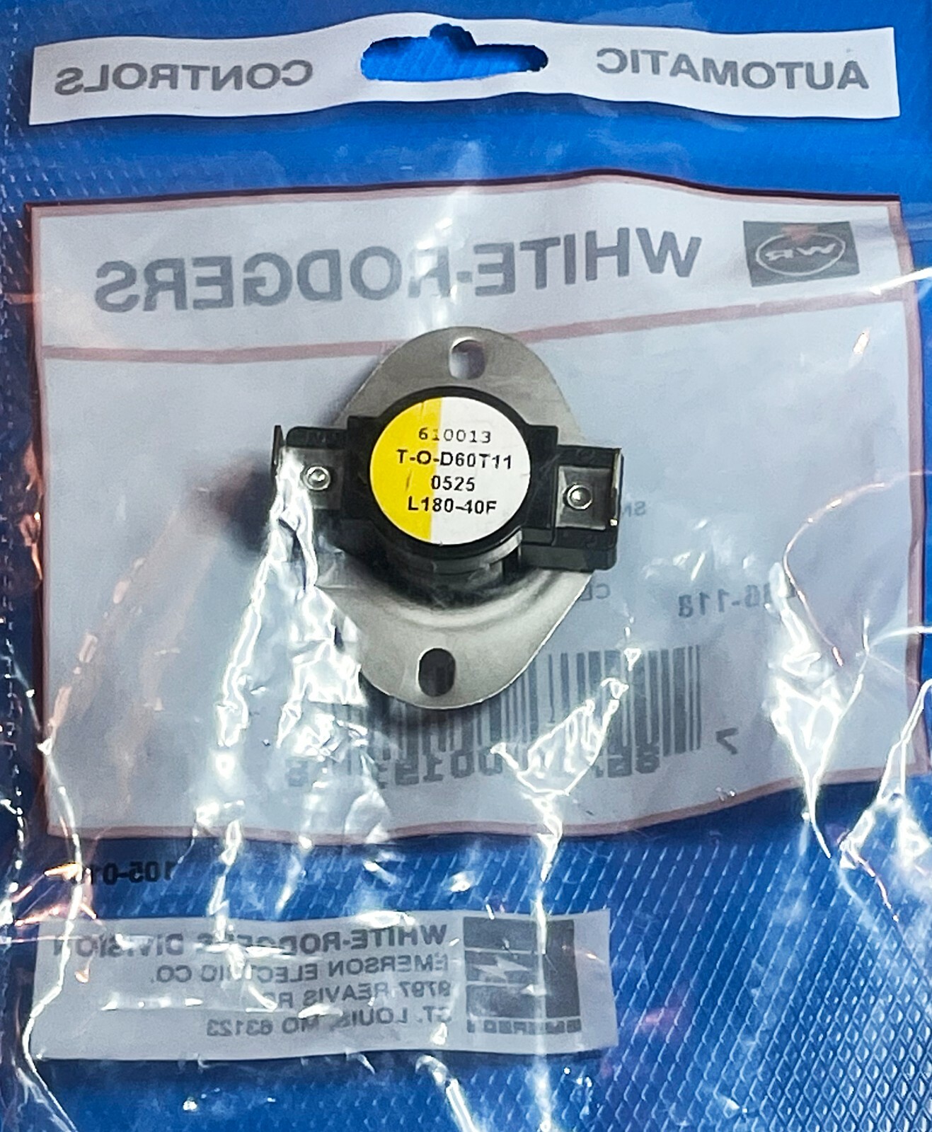 WHITE-RODGERS 3L01-180 SNAP DISC LIMIT CONTROL THERMOSTAT [1 unit]