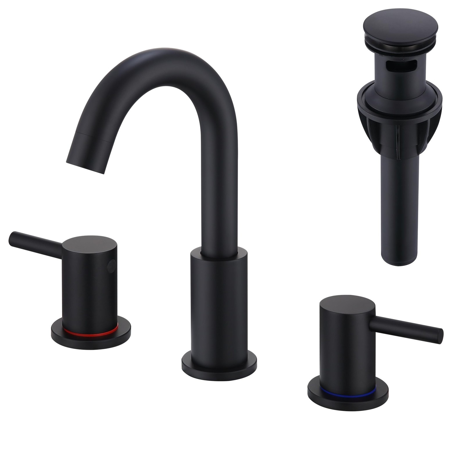 Black Bathroom Faucets 3 Hole, Matte Black Bathroom Faucet with Pop up Drain,…