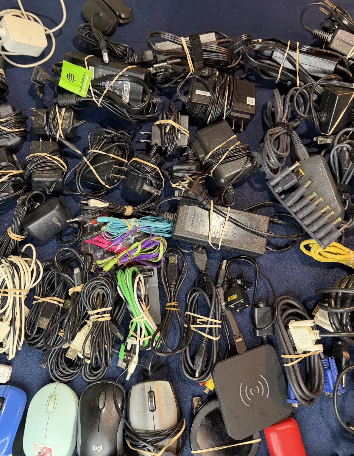 Mixed Lot of Electronics Cables, Chargers, and Power Adapters – Junk Drawer Lot