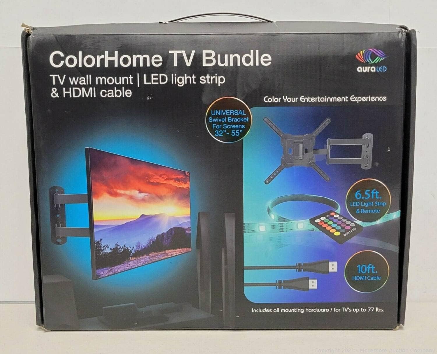 Aura LED Color Home TV Mount LED Light Strip HDMI Cable 8307HD Screens 32″ – 55″