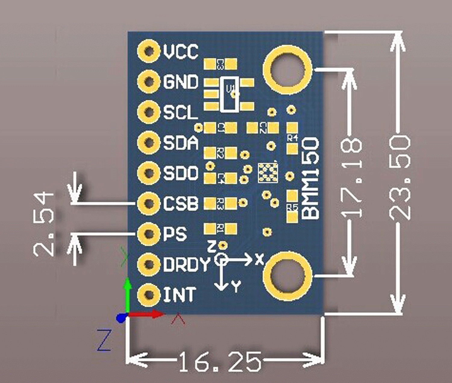 BMM150 Geomagnetic sensor module Magnetic meter compass top
