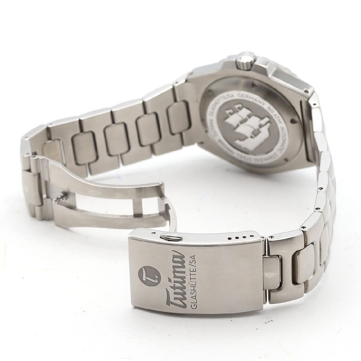 Tutima Seven Seas S 6156-02 Automatic Black Dial SS Silver Band Mens Watch Auth
