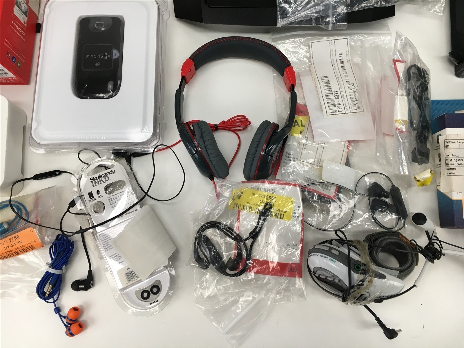 Lot of Headphones Hard Drive Wifi Modem by Linksys Rosewill WD Digipower & More