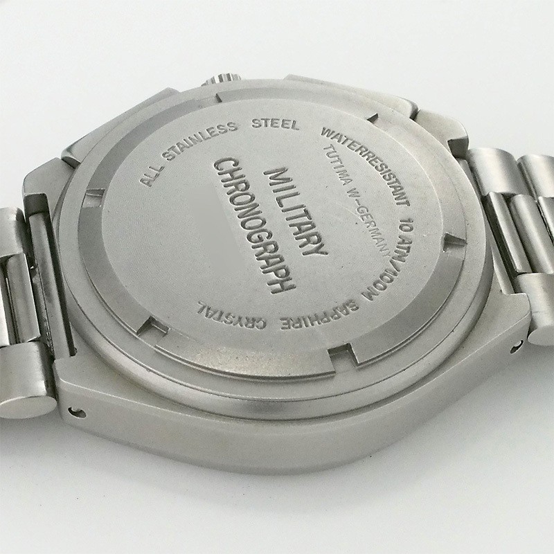 Tutima Military Chronograph Automatic SS Overhauled Men Watch Day-Date Authentic