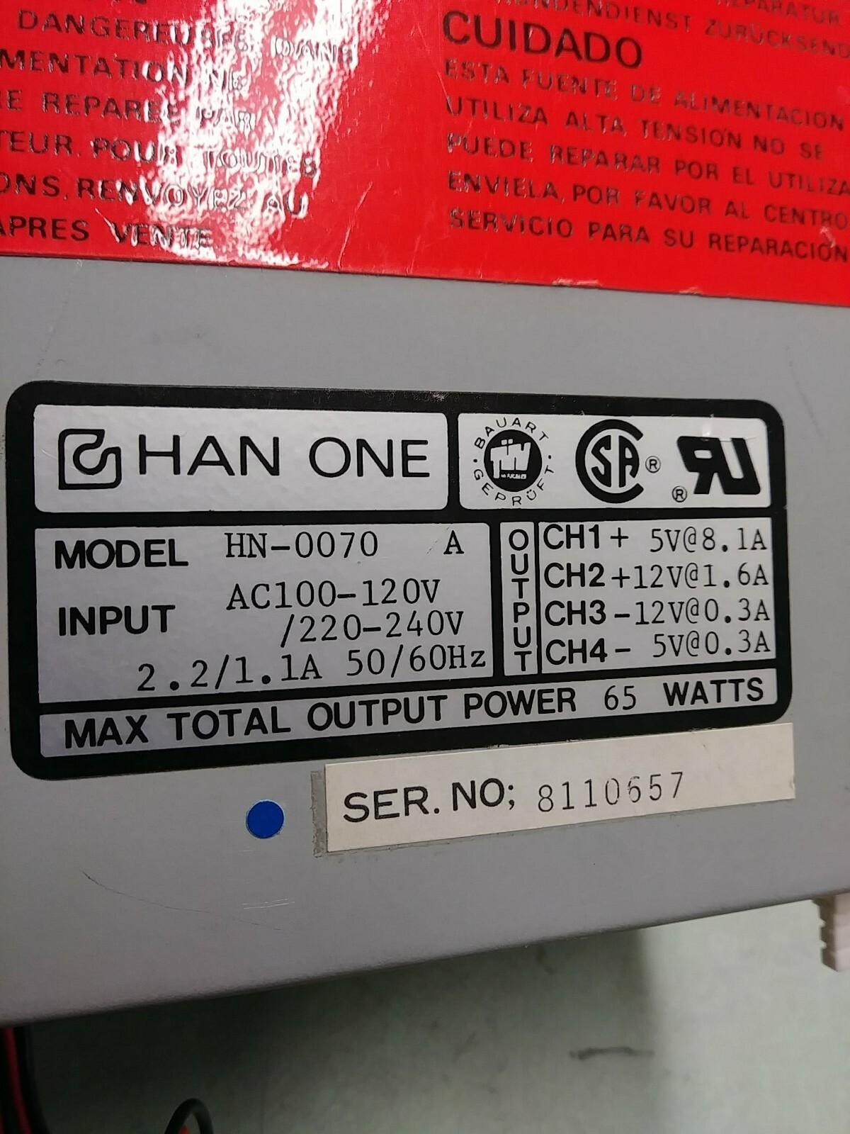 HAN ONE HN-0070 A 65W Power Supply