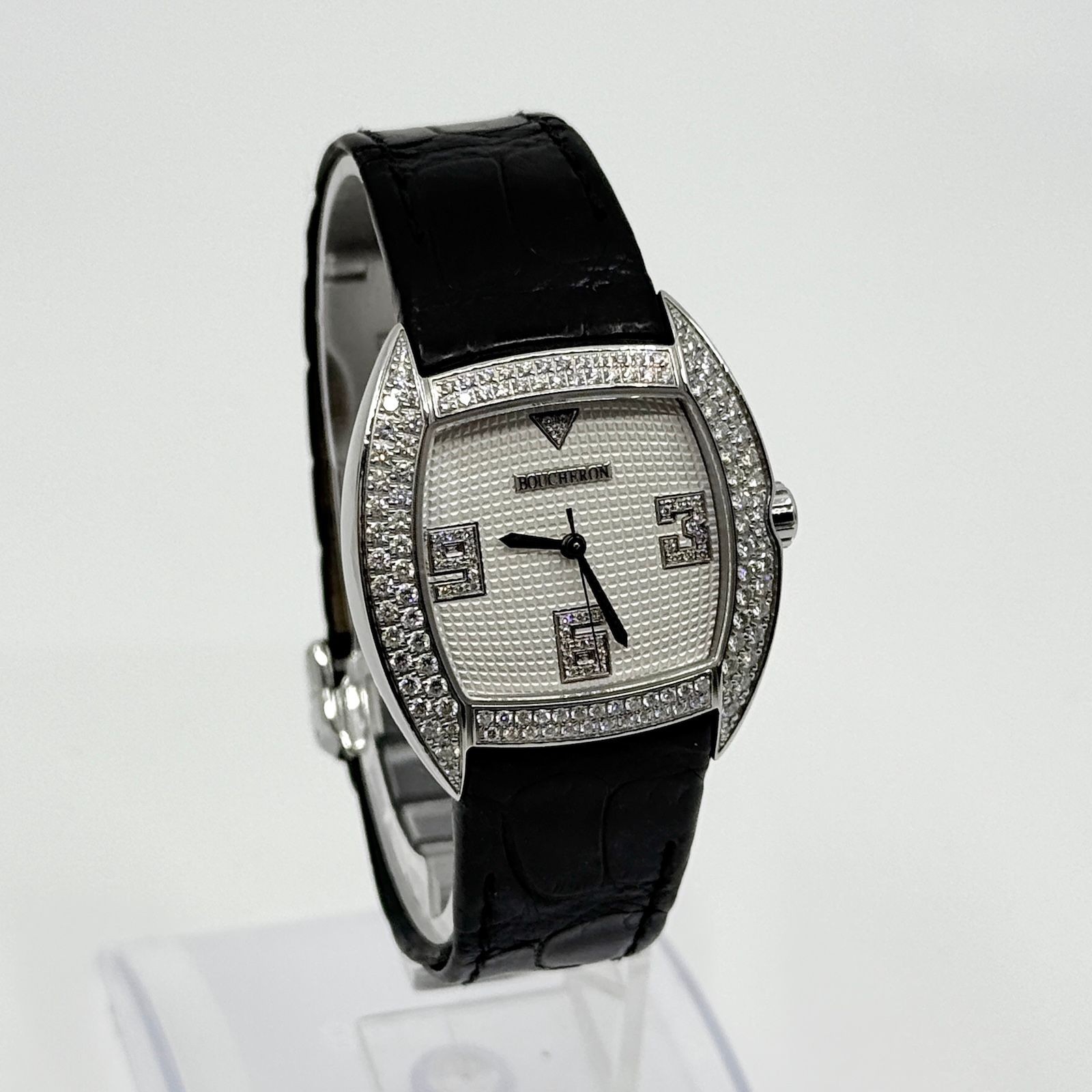 Boucheron Watch Mec 0657720 Grey Automatic Gray Dial Leather Women’s Wristwatch