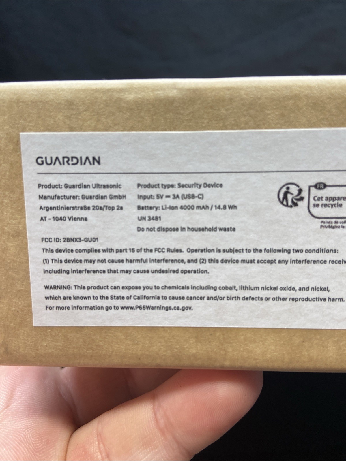 Guardian Ultrasonic GU-01 Black Brand New Factory Sealed