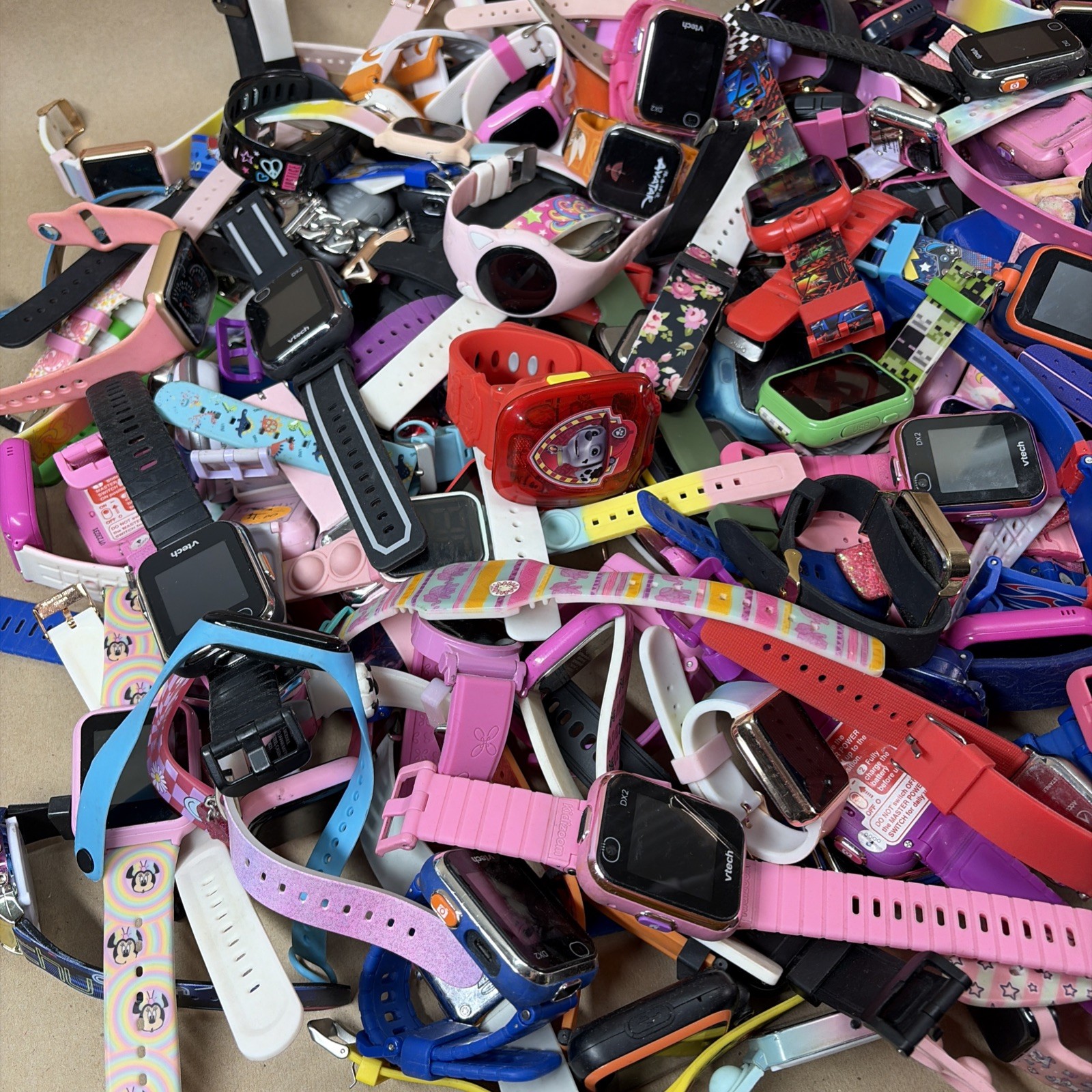 Lot of 200 Kids Smart Watches Assorted Lot vTech, Accutime, iTech, UNTESTED