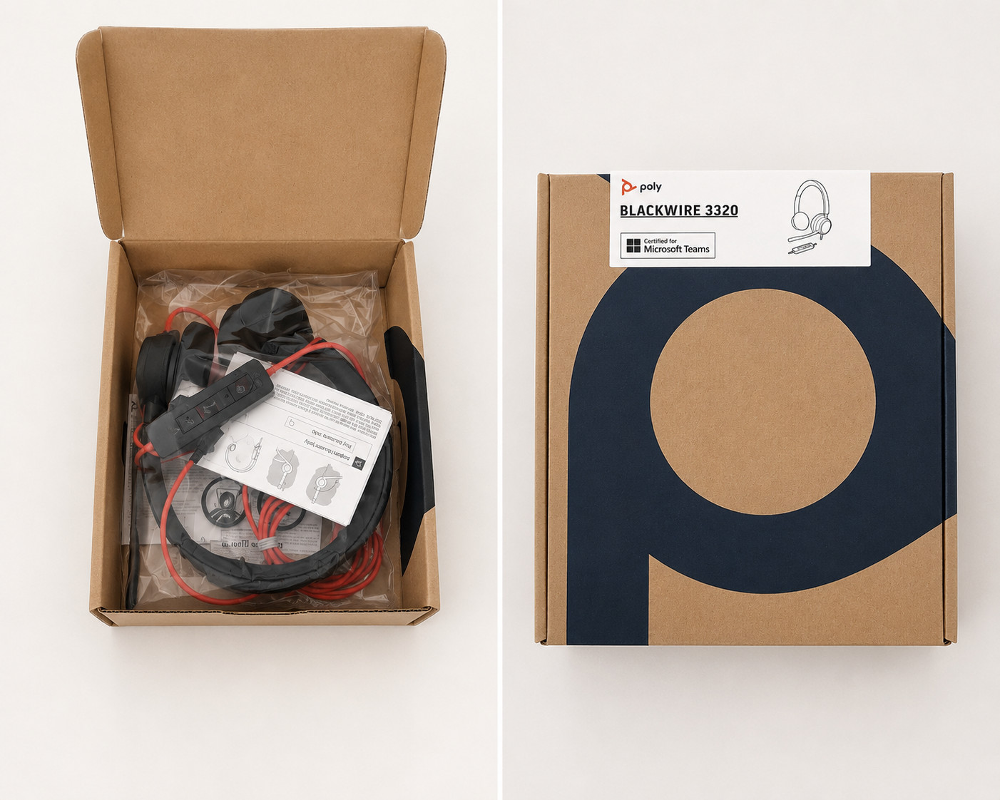 Poly Blackwire 3320 USB Headset Certified for Microsoft Teams New