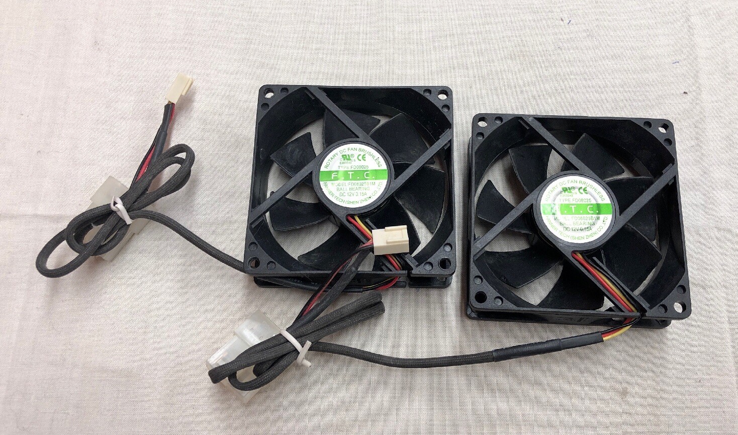 LOT OF 2 FANNER TECH FD08025B1M FD08025 12V BRUSHLESS COOLER FAN