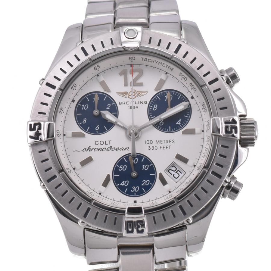 BREITLING Watch A53050 Colt Chrono Ocean Date Quartz White Dial Men’s Wristwatch