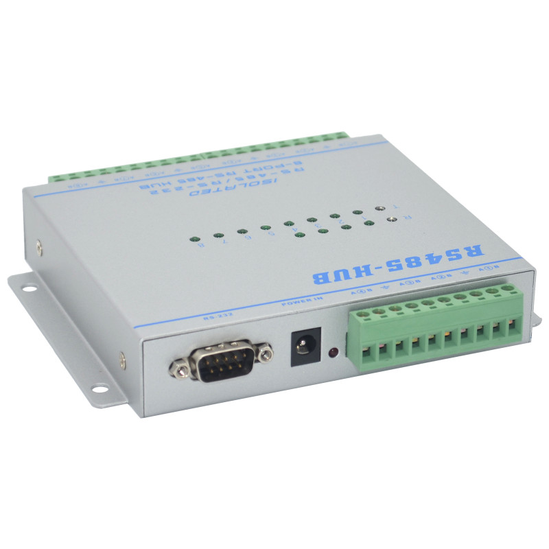 Enhanced Isolated Bidirectional 1-way RS232/485 To 8-channel RS485 Hub Repeater