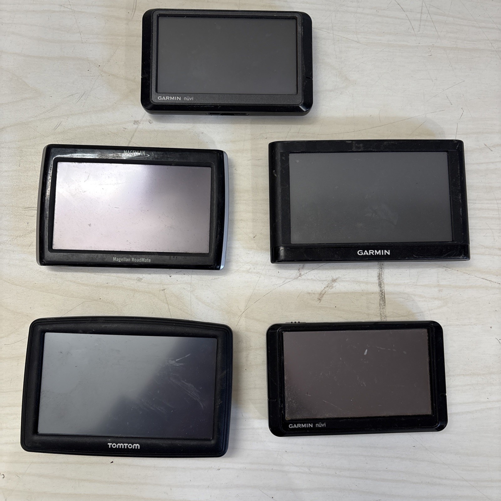 Lot Of 5 GPS Monitors GARMIN UNTESTED FOR PARTS OR REPAIR