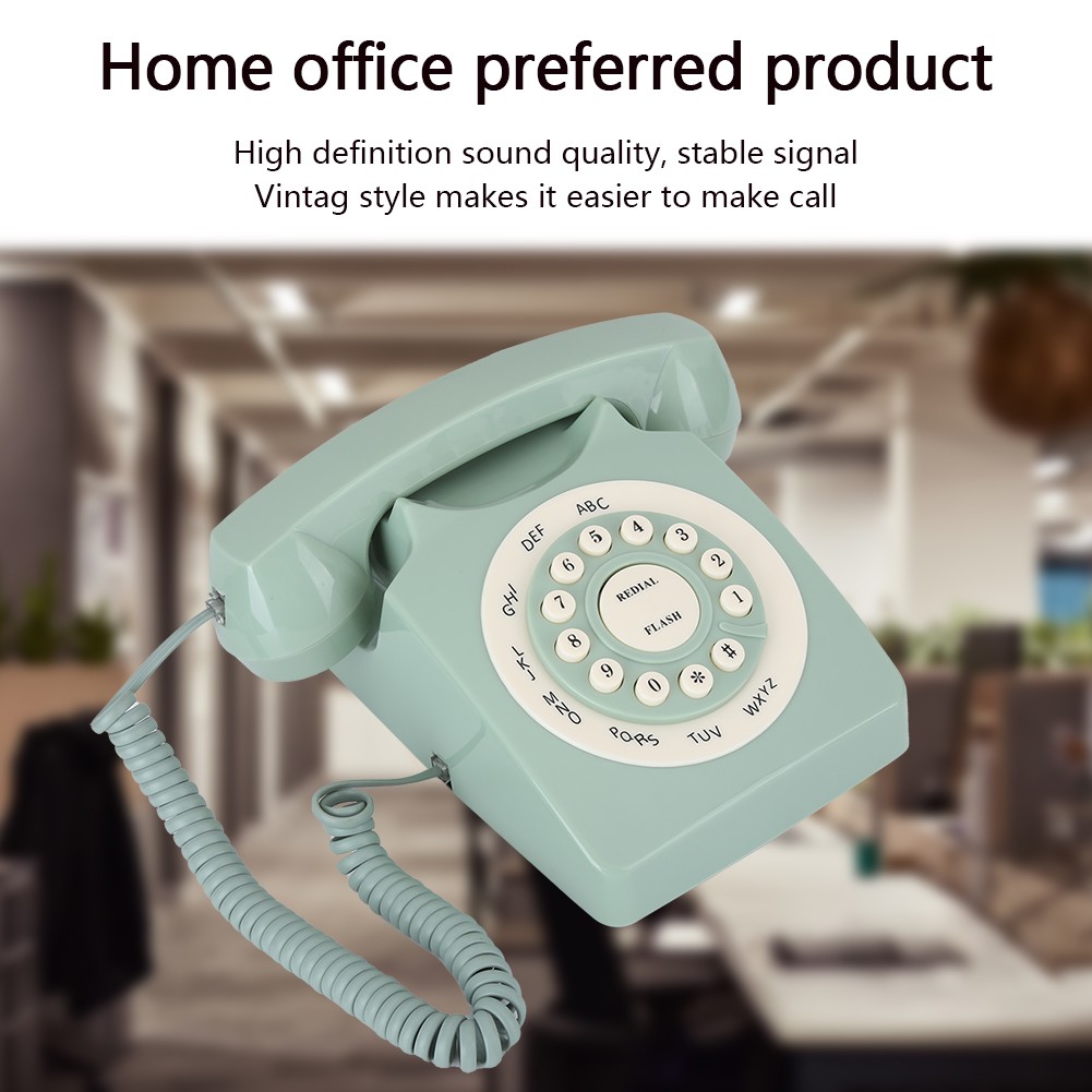 Antique Green Telephone Vintage Style High Definition Call For Home Office