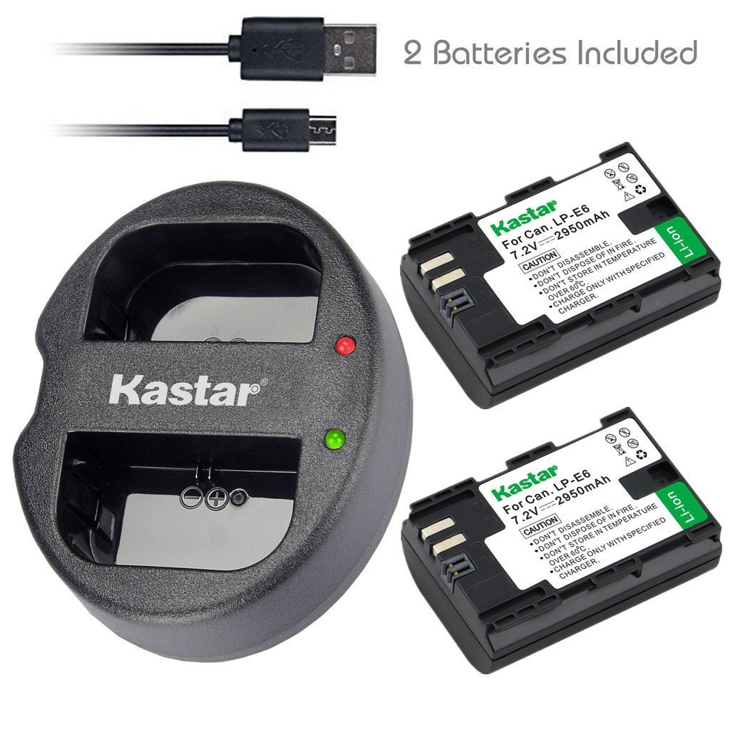 LPE6 Battery & Dual USB Charger for Canon EOS 5DS, 5DS R,5D Mark II,5D Mark III