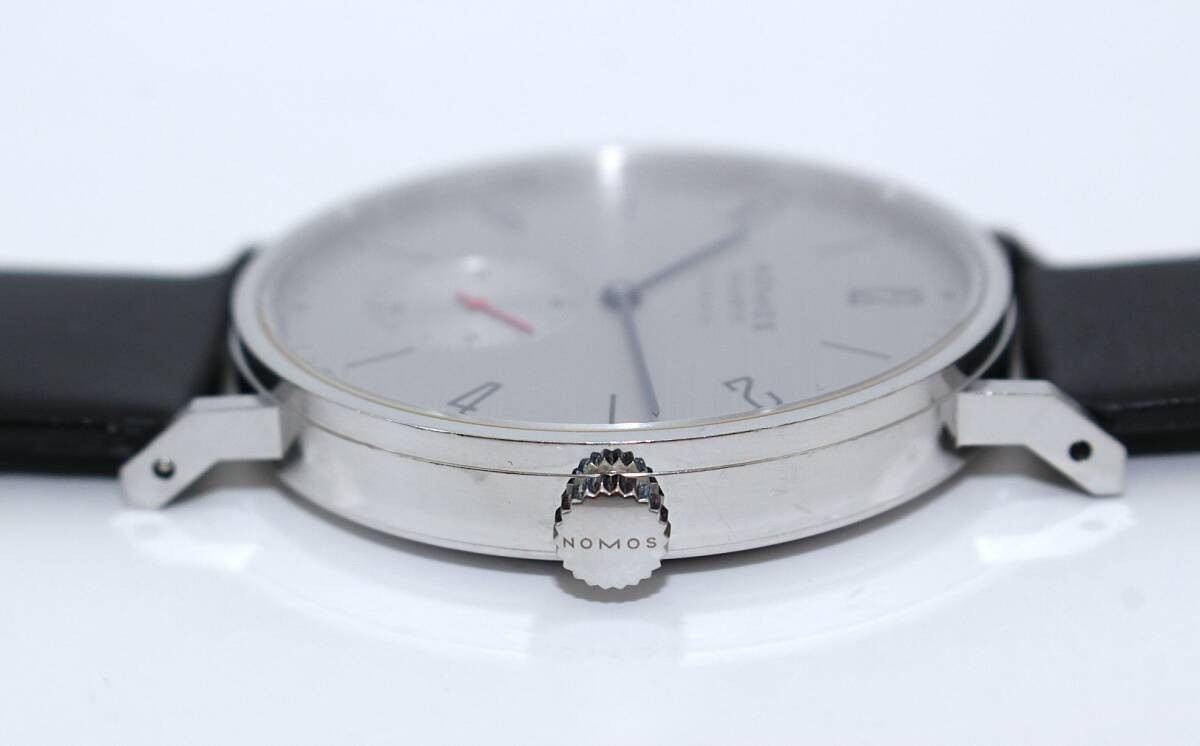 Nomos Glashütte Tangente Neomatik 39 141 Silver Dial Auto Black Strap Men Watch