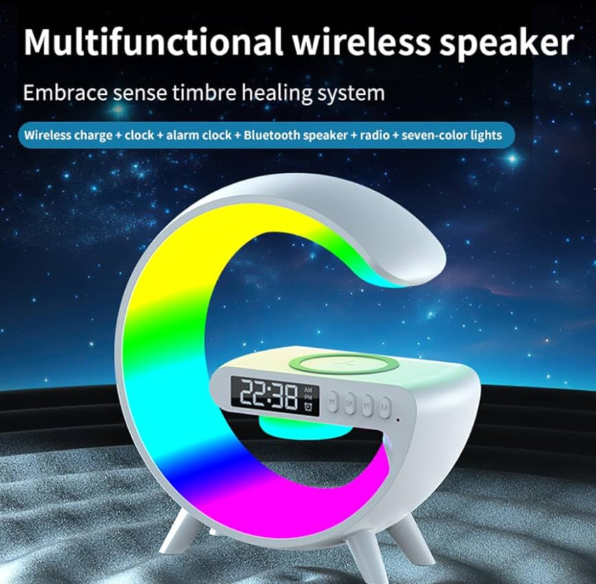 Multifunction Wireless Charger Pad Stand Speaker TF RGB Night Light 15W