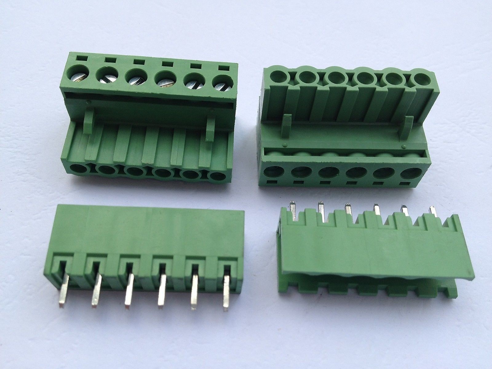 100 pcs 6 pin/way 5.08mm Screw Terminal Block Connector Green Plugable Type New