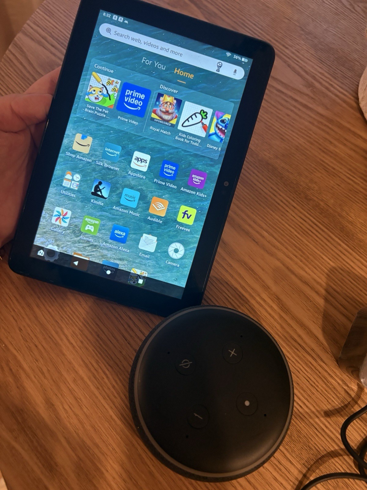 Amazon Fire 7″ Tablet (2017) w/ Echo Dot, Voice Assistant, Charger & USB