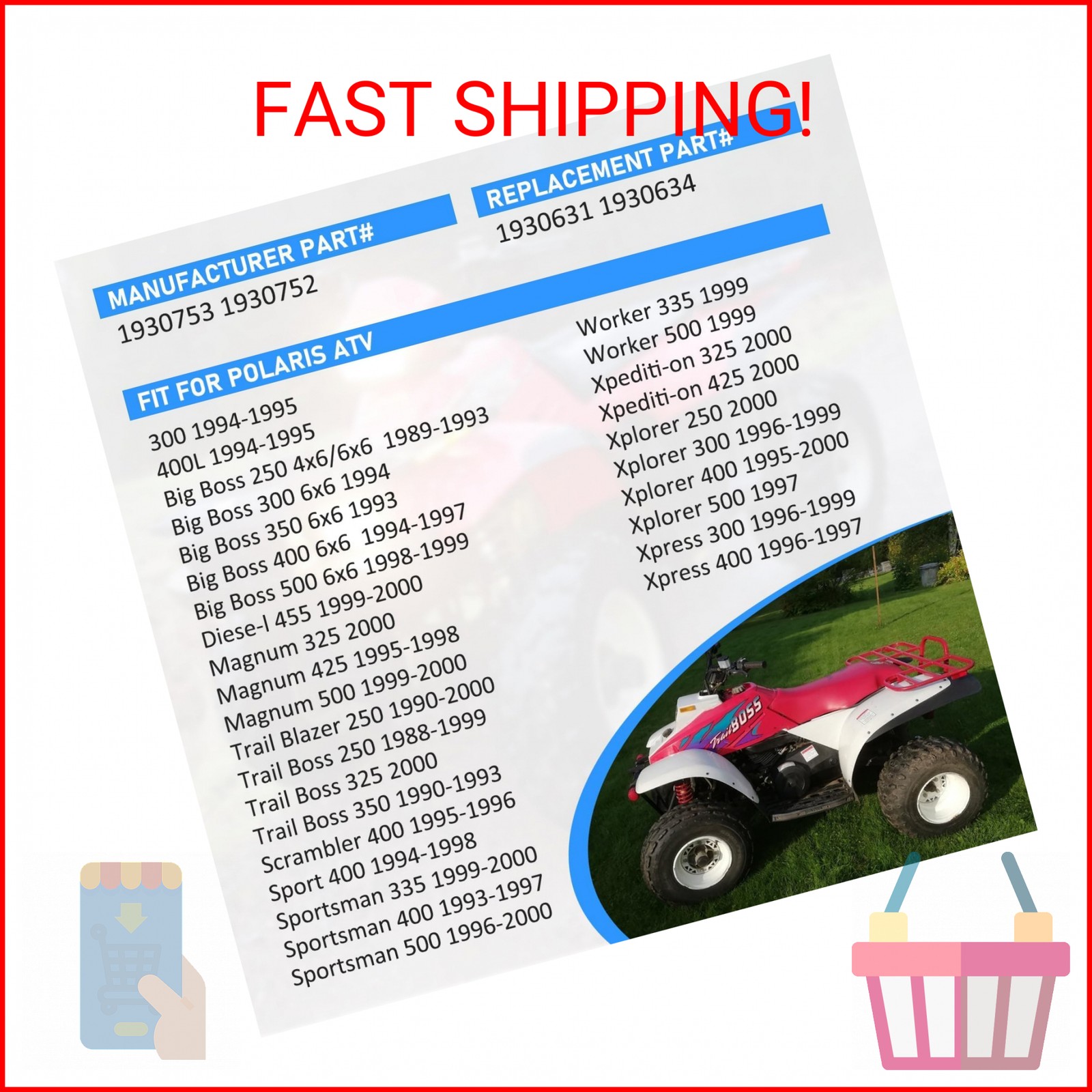 Front Left & Right Brake Hose Line for Polaris Sportsman Magnum Trail Boss Blaze
