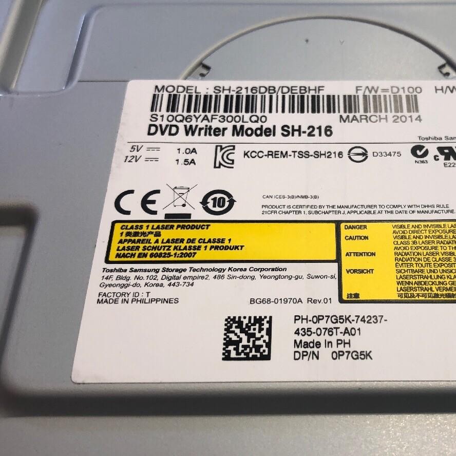 (2) TOSHIBA SAMSUNG SH-216DB/DEBHF MULTI DVD-RW DRIVE 0P7G5K