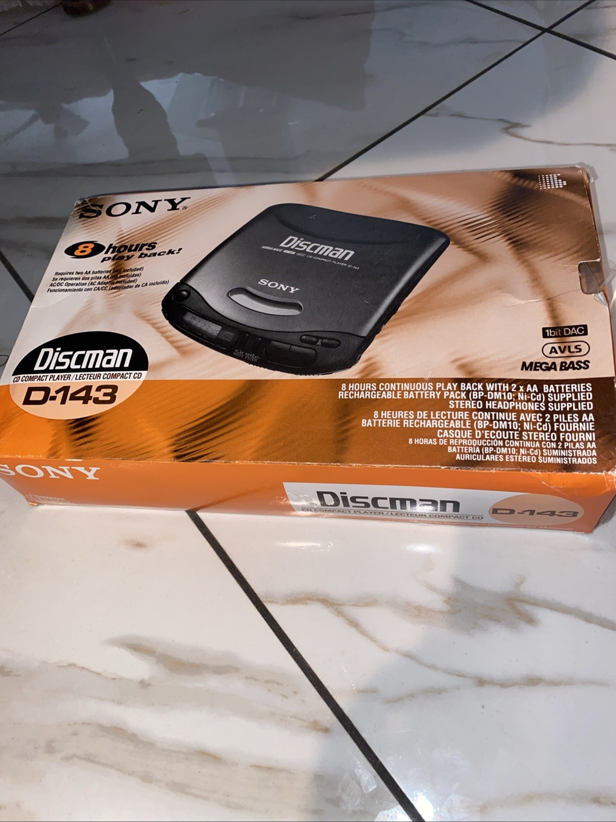 Sony Discman D-143Portable CD Player MegaBass Charger Empty Box Manual Only