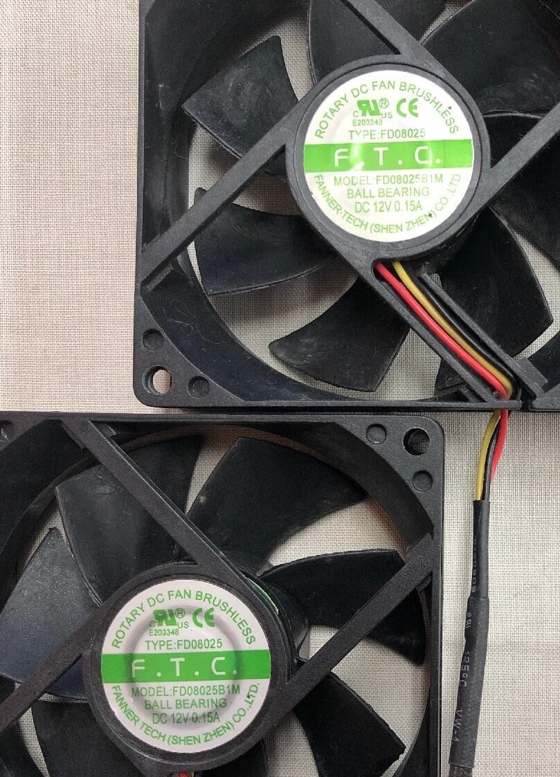 LOT OF 2 FANNER TECH FD08025B1M FD08025 12V BRUSHLESS COOLER FAN