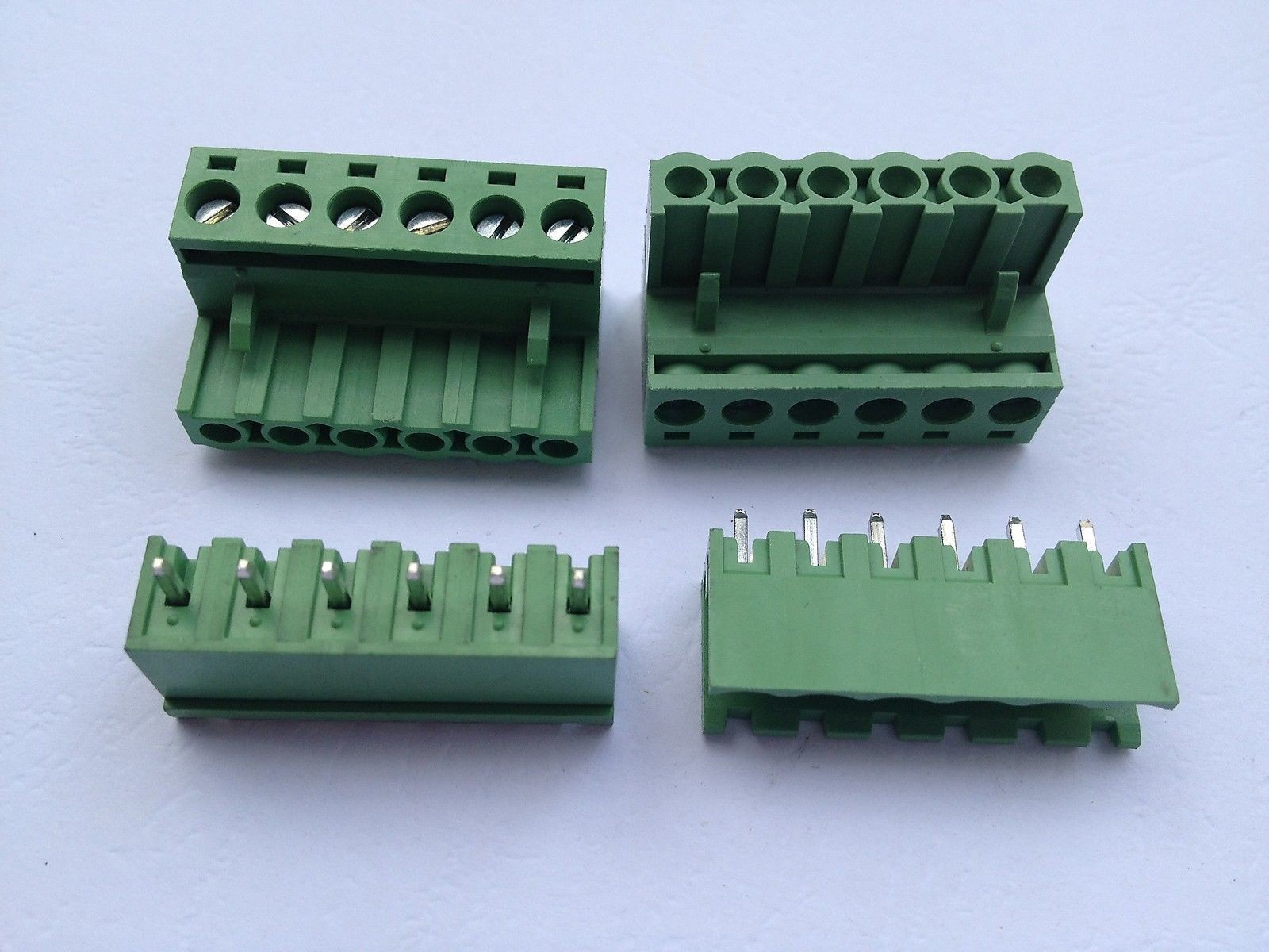 100 pcs 6 pin/way 5.08mm Screw Terminal Block Connector Green Plugable Type New