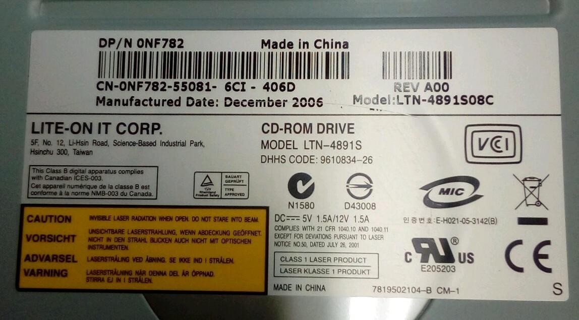Lite On IT Corp. CD Rom LTN-4891S 0NF782