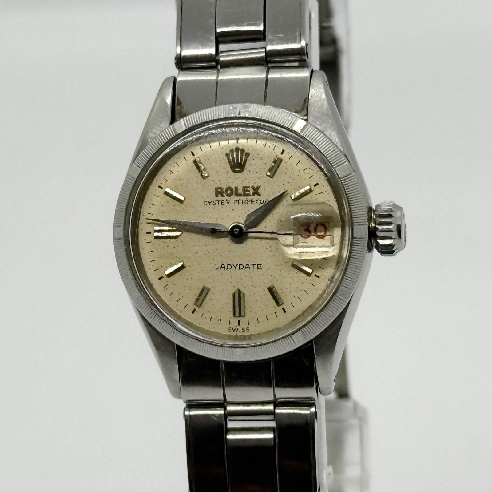 ROLEX Watch Oyster Perpetual Lady Date 6517 Beige Automatic Stainless Steel