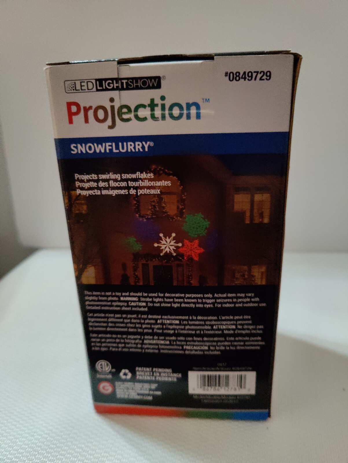 Led LightShow Projection Multicolor Snow Flurry Swirling Snowflakes New In Box