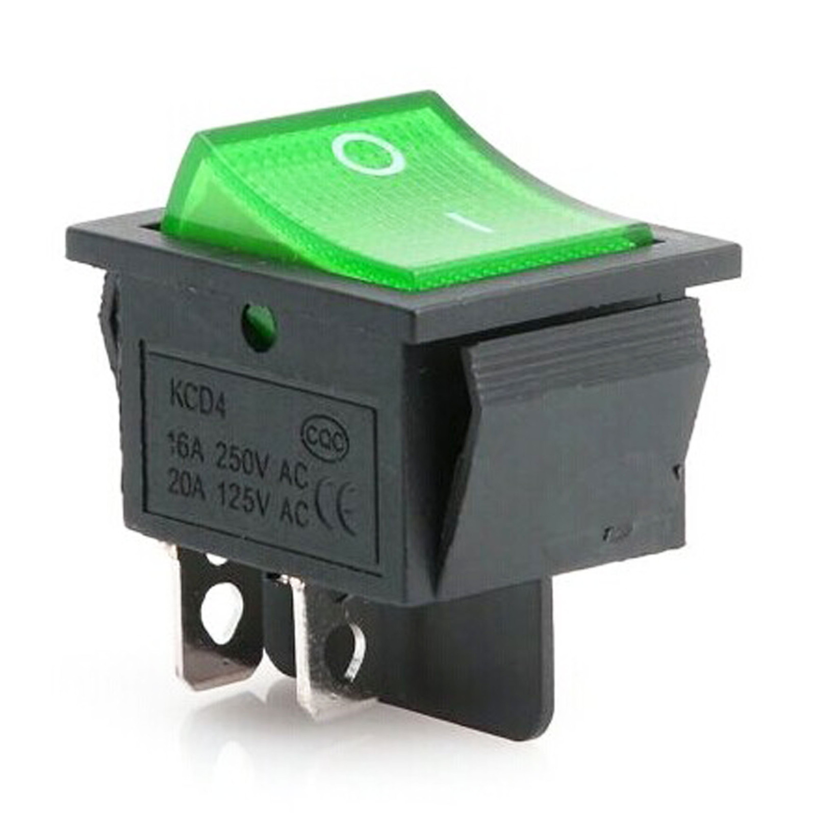 10Pcs Green Lamp 4 Pin ON/OFF 2 Position DPST Rocker Switch 16A/250V KCD4-201