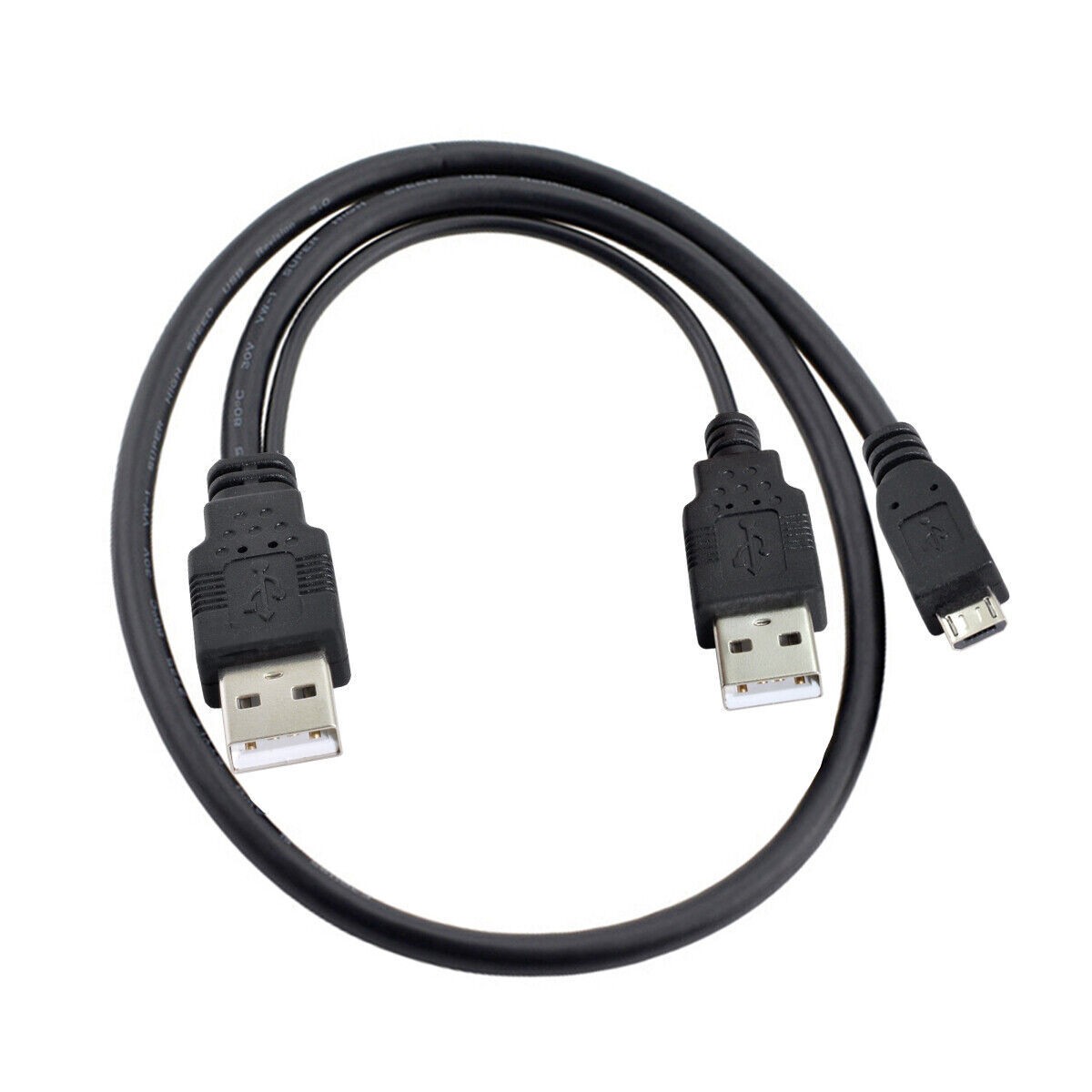 Micro USB 5pin to two USB A type Y Cable Cord For 2.5″ Mobile Hard Disk