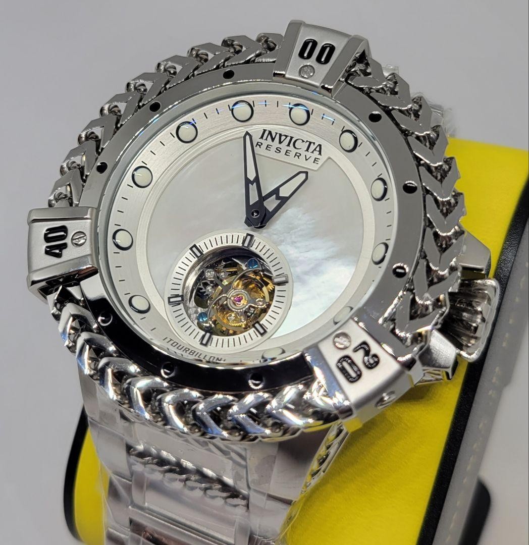 Invicta Reserve Bolt Hercules Tourbillon 53mm Watch White Dial Steel Box Book