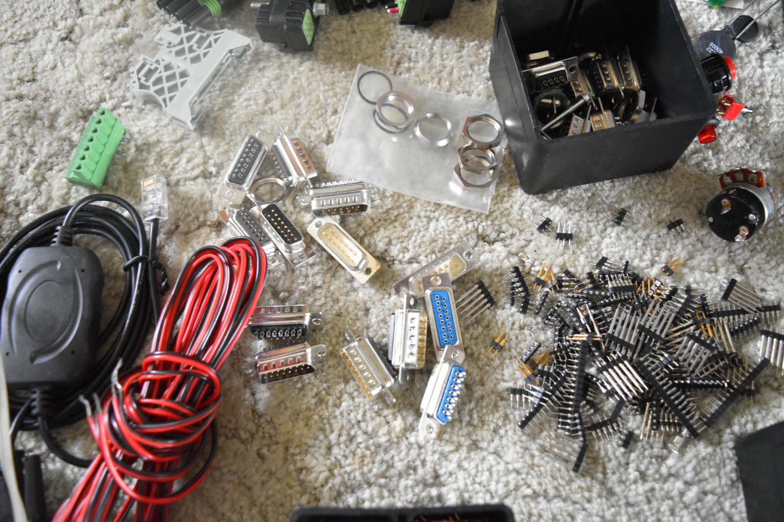 Junk Drawer Electronics Parts Lot Assorted Lot Buttons Switches Pins Boards Conn