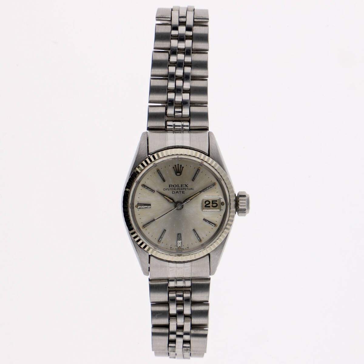 ROLEX Watch Oyster Perpetual Date 6517 Silver Dial SS/WG Automatic Women’s