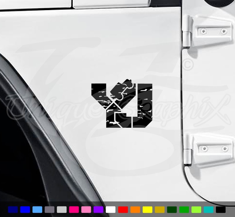 Distressed YJ Decal 1 Pair 5 inch Compatible with YJ Wrangler