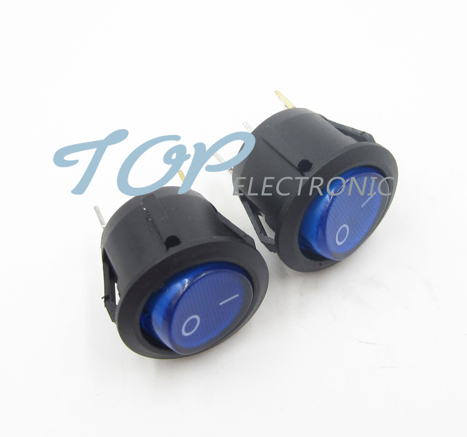 5Pcs Mini 3 Pin Round SPDT ON-OFF Rocker Switch Snap-in Blue
