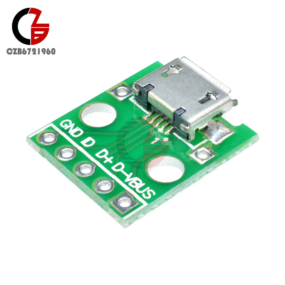 5pcs MICRO Female USB to DIP Adapter Converter for 2.54mm PCB Board DIY Power
