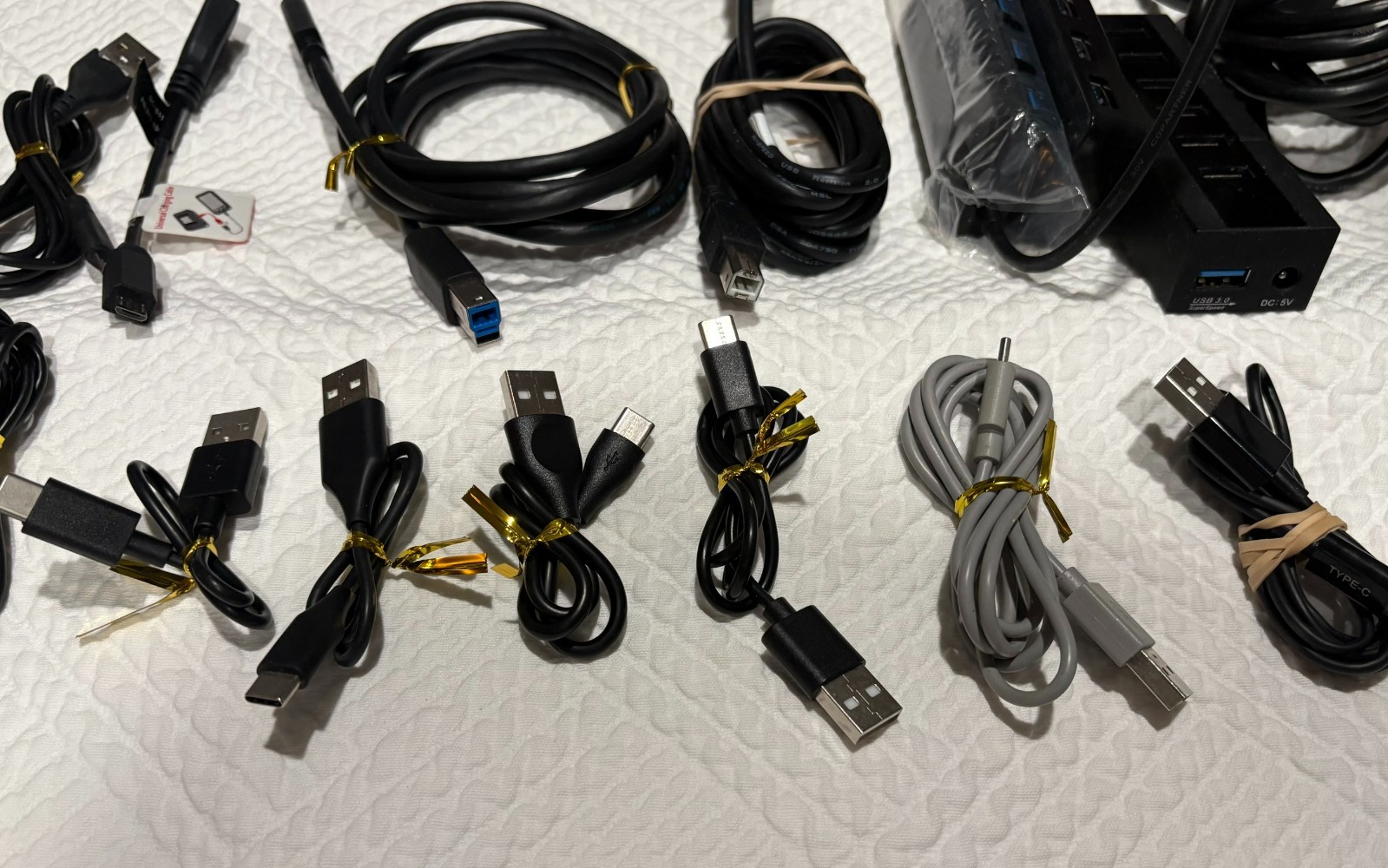 Huge Untested Electronic Lot including Camera, power cords head set USB Hubs